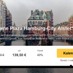 3 Tage Hamburg im 4,5 Sterne Crowne Plaza Hotel Hamburg mit Frühstück für 139,50€