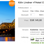 3 Tage Köln zu zweit im 4 Sterne Lindner Hotel City Plaza für 149€ 