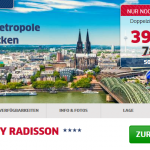 3 Tage Köln zu zweit im 4 Sterne Hotel Park Inn by Radisson Köln City West für nur 39€