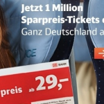  1 Million Sparpreis-Tickets ab 19€ bei der deutschen Bahn